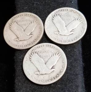 3 STANDING LIBERTY QUARTERS 1926-S 1929 1930-S