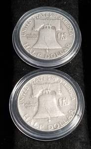 2 FRANKLIN HALF DOLLARS 1959 1959-D IN AIRTITES