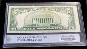 1953-A US RED SEAL $5 SILVER CERTIFICATE FEDERAL RESERVE CURRENCY