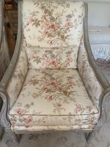 lot 9 image: Pair of French Country Style High back Chairs