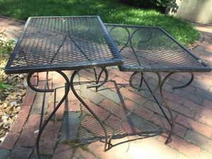 lot 176 image: Two Rod Iron outdoor tables