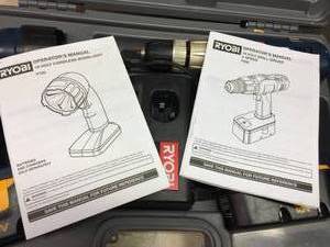 lot 181 image: Ryobi Rechargeable Drill and Spotlight