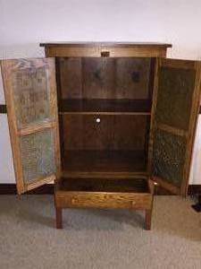 lot 231 image: Storage ChestPie Safe with Copper Accents and One Drawer