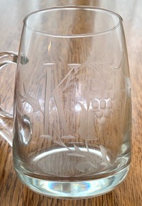 lot 41 image: Etched Glass Pitcher and Mug Set