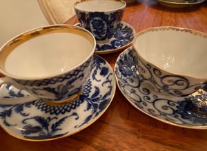lot 101 image: Three Russian Lomonosov (USSR) Beautiful Teacups and Saucers