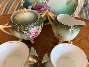 lot 144 image: Hand Painted German Tea Service Items