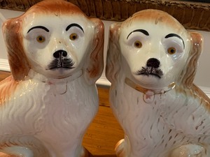 lot 226 image: Pair of Staffordshire Dogs with Glass Eyes