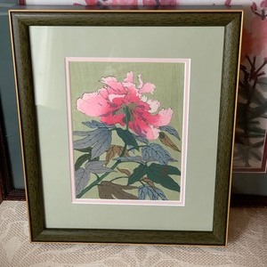 lot 291 image: Asian Inspired Floral with Bird Watercolor and Floral Artwork