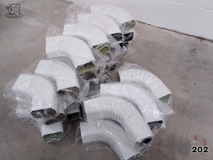 lot 202 image: 3x4 Norandex White Gutter Elbows 30pcs Mix of A&B