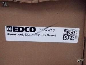 lot 218 image: Aluminum Downspout 2x3 10 Desert 10 pcs Unopened EDCO 1257-718