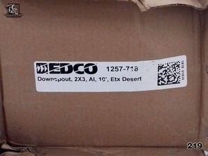 lot 219 image: Aluminum Downspout 2x3 10 Desert 10 pcs Unopened EDCO 1257-718