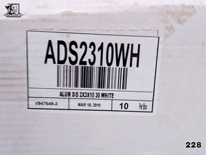 lot 228 image: Aluminum Downspout 2x3 10 white 10 pcs Unopened Norandex ADS2310WH