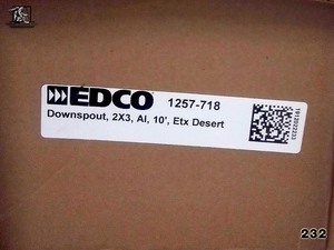 lot 232 image: Aluminum Downspout 2x3 10 Desert 10 pcs Unopened EDCO 1257-718