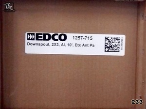 lot 233 image: Aluminum Downspout 2x3 10 Antique Parchment 10 pcs Unopened EDCO 1257-715