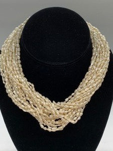 lot 47 image: Multi-Strand Pearl Necklace w 14k Clasp