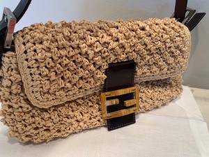 lot 105 image: Fendi Beige Baguette Straw Handbag