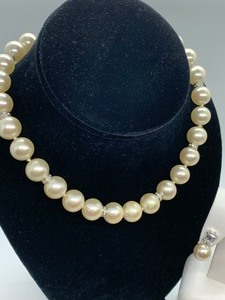 lot 188 image: Faux Pearl Necklace and Clip Earrings