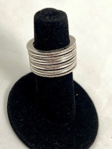 lot 123 image: 10 Stackable Sterling Silver Pianegonda Rings- Size 6.5
