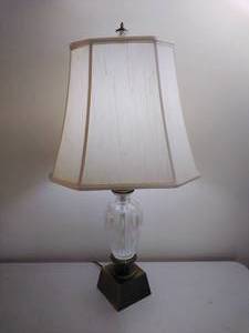 Vintage Tabletop Lamp with Brass Base