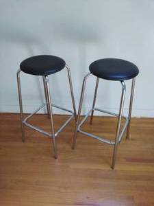 Pair of Black & Silver Barstools