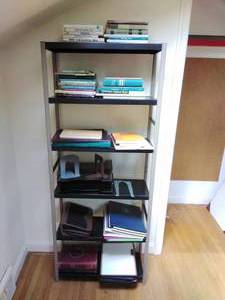 Metal Bookshelf & Contents