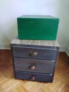 Small Cabinet & Green Wooden Box