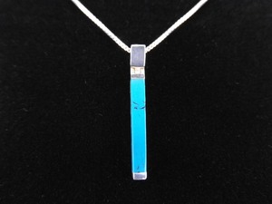 .925 Sterling Silver Turquoise Howlite Bar Pendant Necklace