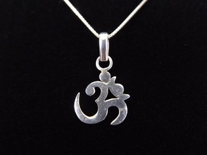 .925 Sterling Silver Om Symbol Yoga Pendant Necklace