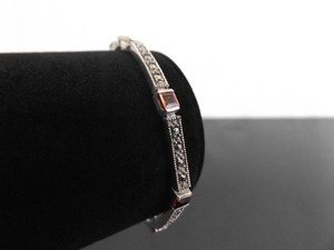 .925 Sterling Silver Art Nouveau Garnet Bracelet