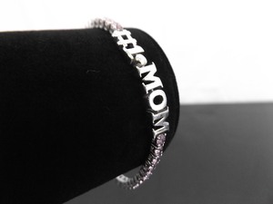 NEW .925 Sterling Silver Pink Sapphire Crystal MOM Bracelet