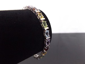 NEW .925 Sterling Silver Multi Colored Crystal Bracelet