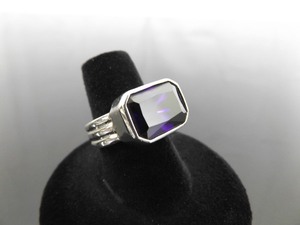 .925 Sterling Silver Faceted Amethyst Ring Size 7