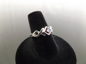 .925 Sterling Silver Square Cut Amethyst Ring Size 6.75