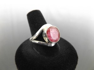 .925 Sterling Silver Faceted Ruby Ring Size 11