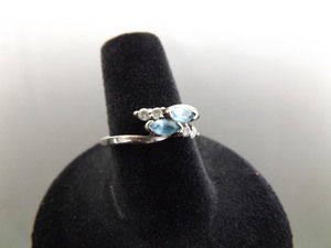 .925 Sterling Silver Marquise Cut Topaz Crystal Ring Size 7