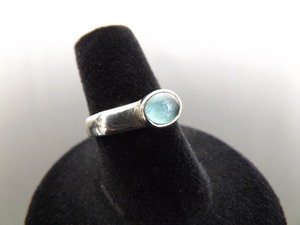 .925 Sterling Silver Topaz Cabochon Ring Size 6.5