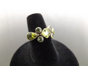 .925 Sterling Silver Faceted Peridot Ring Size 6.5