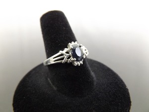 .925 Sterling Silver Faceted Onyx Ring Size 9