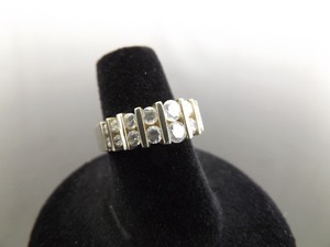 .925 Sterling Silver Faceted Multi Crystal Ring Size 6