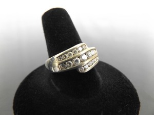 .925 Sterling Silver Faceted Multi Crystal Ring Size 10
