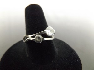 .925 Sterling Silver Crystal Ring Size 9