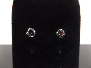 .925 Sterling Silver Faceted Mystic Quartz Post Earrings