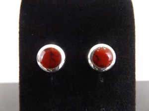 .925 Sterling Silver Red Carnelian Post Earrings