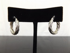 .925 Sterling Silver Twisted Hoop Hook Clamp Earrings