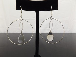 .925 Sterling Silver Hoop Dangle Hook Earrings
