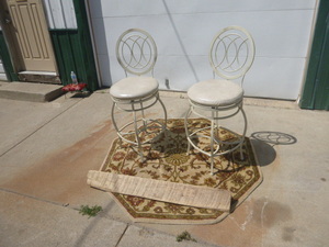 2 Bar Stools, Area Rug and Shelf