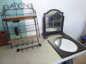 2 Mirrors and Wall Shelf
