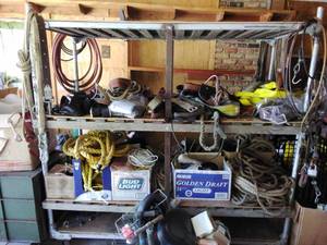 lot 25 image: Cart & Contents of Wall Shelf