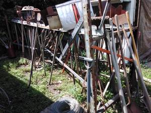 lot 54 image: Lot of Rakes, Spades, Shovels, and More