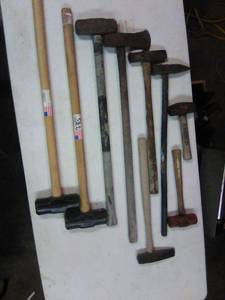 lot 501 image: Group of sledge hammers and mauls.